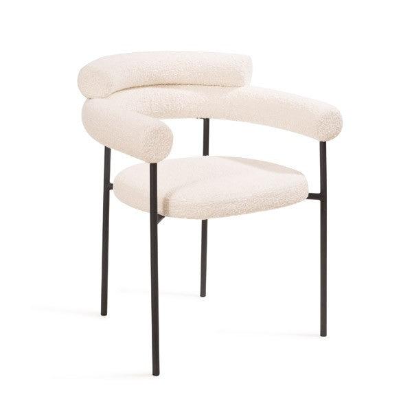 Alita Dining Chair - Chex Polar Bouclé - Maison Rêves UK