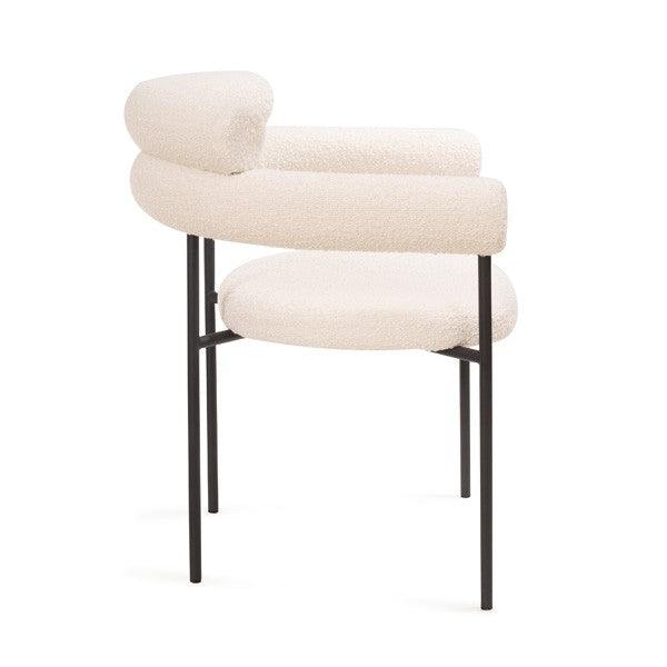 Alita Dining Chair - Chex Polar Bouclé - Maison Rêves UK