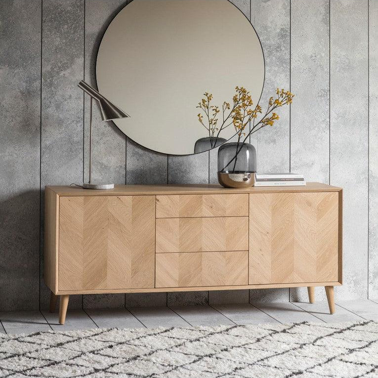 Astley 2 Door 3 Drawer Oak Sideboard - Maison Rêves UK