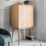 Astley 2 Door Oak Cocktail Cabinet with Glass Shelving - Maison Rêves UK