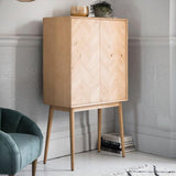 Astley 2 Door Oak Cocktail Cabinet with Glass Shelving - Maison Rêves UK