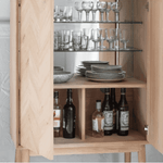 Astley 2 Door Oak Cocktail Cabinet with Glass Shelving - Maison Rêves UK