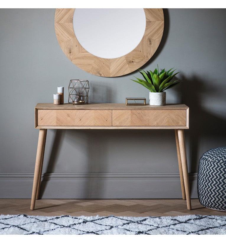 Astley 2 Drawer Oak Console Table - Maison Rêves UK