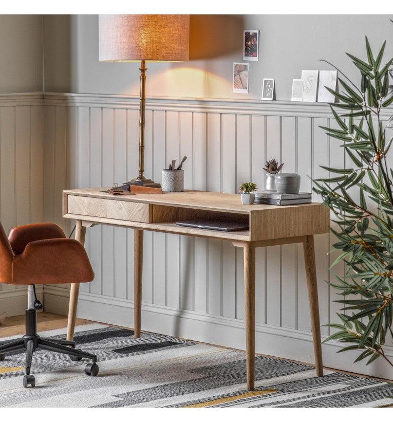 Astley Oak 1 Drawer Desk - Maison Rêves UK