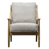 Balistone Armchair Natural Linen with Wooden Frame - Maison Rêves UK
