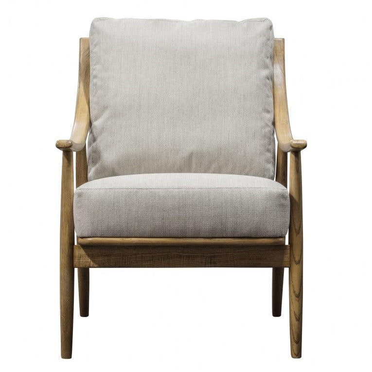 Balistone Armchair Natural Linen with Wooden Frame - Maison Rêves UK