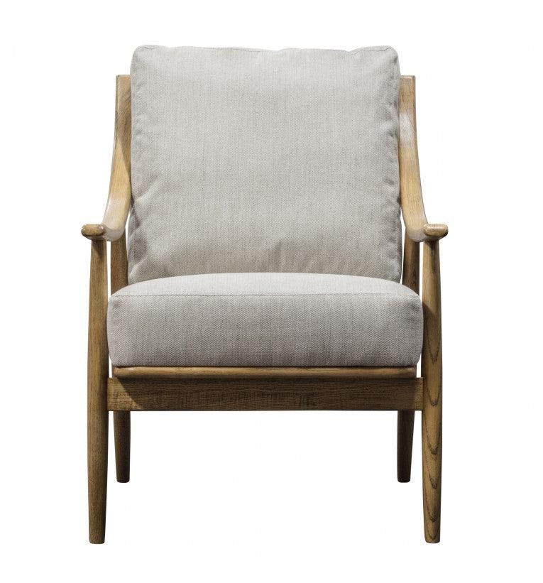 Balistone Armchair Natural Linen with Wooden Frame - Maison Rêves UK