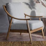 Balistone Armchair Natural Linen with Wooden Frame - Maison Rêves UK