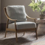 Balistone Armchair Natural Linen with Wooden Frame - Maison Rêves UK