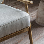 Balistone Armchair Natural Linen with Wooden Frame - Maison Rêves UK