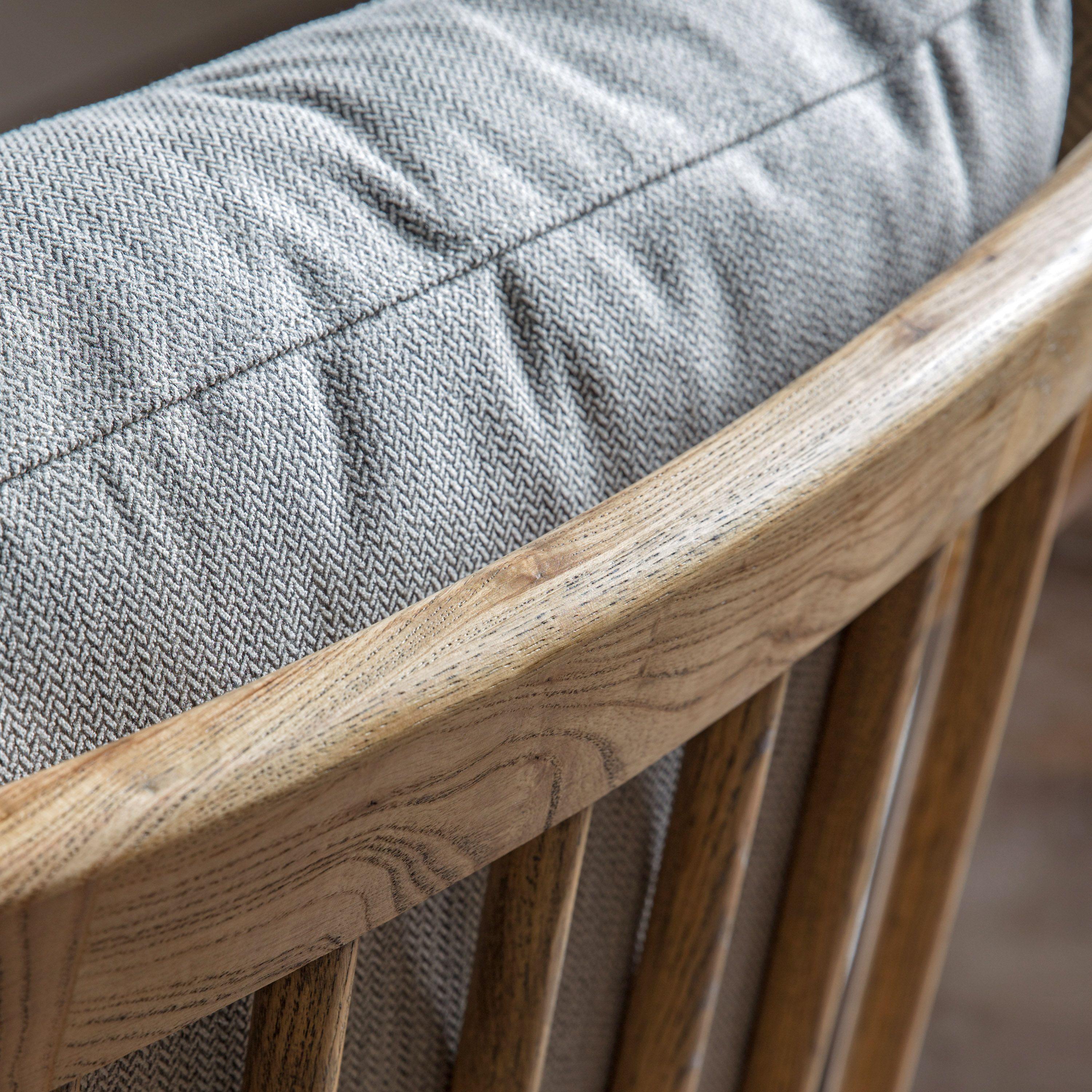 Balistone Armchair Natural Linen with Wooden Frame - Maison Rêves UK