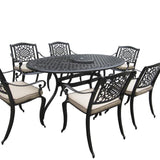 Ballygowan 6 Seater Oval Outdoor Dining Set in H'Bronze/Cream