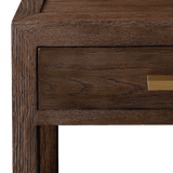 Bayeux 2-Drawer Brushed Brown Solid Oak Console Table with Brass Handles - Maison Rêves UK