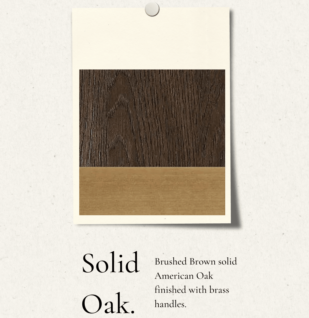 Bayeux 2-Drawer Brushed Brown Solid Oak Console Table with Brass Handles - Maison Rêves UK