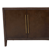 Bayeux 4-Door Brushed Brown Solid Oak Sideboard with Brass Handles - Maison Rêves UK
