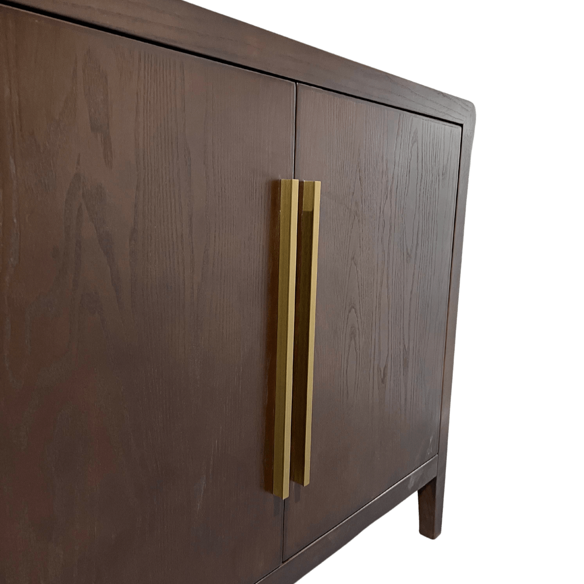 Bayeux 4-Door Brushed Brown Solid Oak Sideboard with Brass Handles - Maison Rêves UK