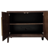 Bayeux 4-Door Brushed Brown Solid Oak Sideboard with Brass Handles - Maison Rêves UK