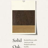 Bayeux 4-Door Brushed Brown Solid Oak Sideboard with Brass Handles - Maison Rêves UK