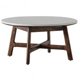 Bellavia Acacia Wood Round Coffee Table with Marble Top - Maison Rêves UK