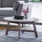 Bellavia Acacia Wood Round Coffee Table with Marble Top - Maison Rêves UK