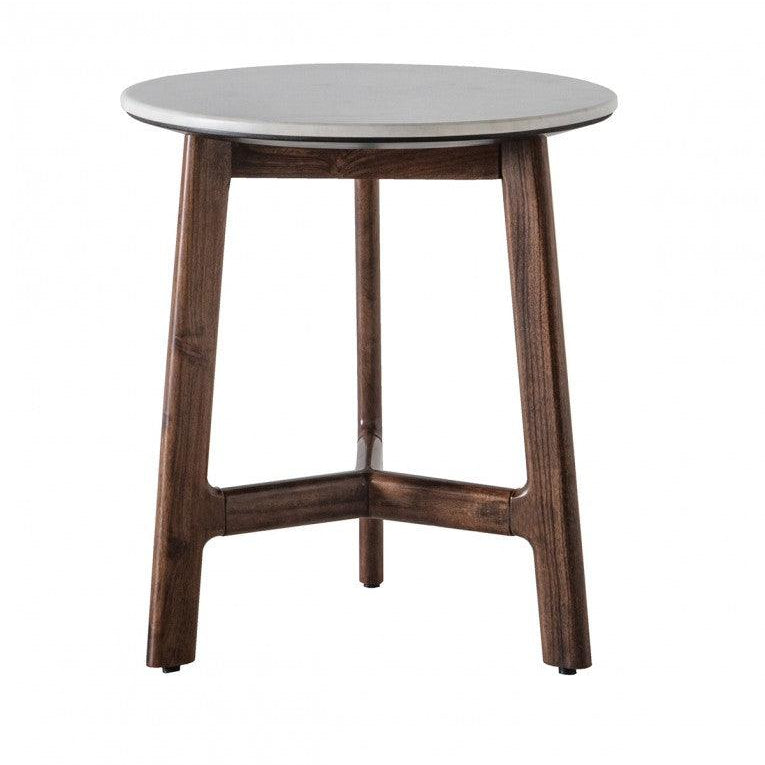 Bellavia Acacia Wood Side Table with Marble Top - Maison Rêves UK