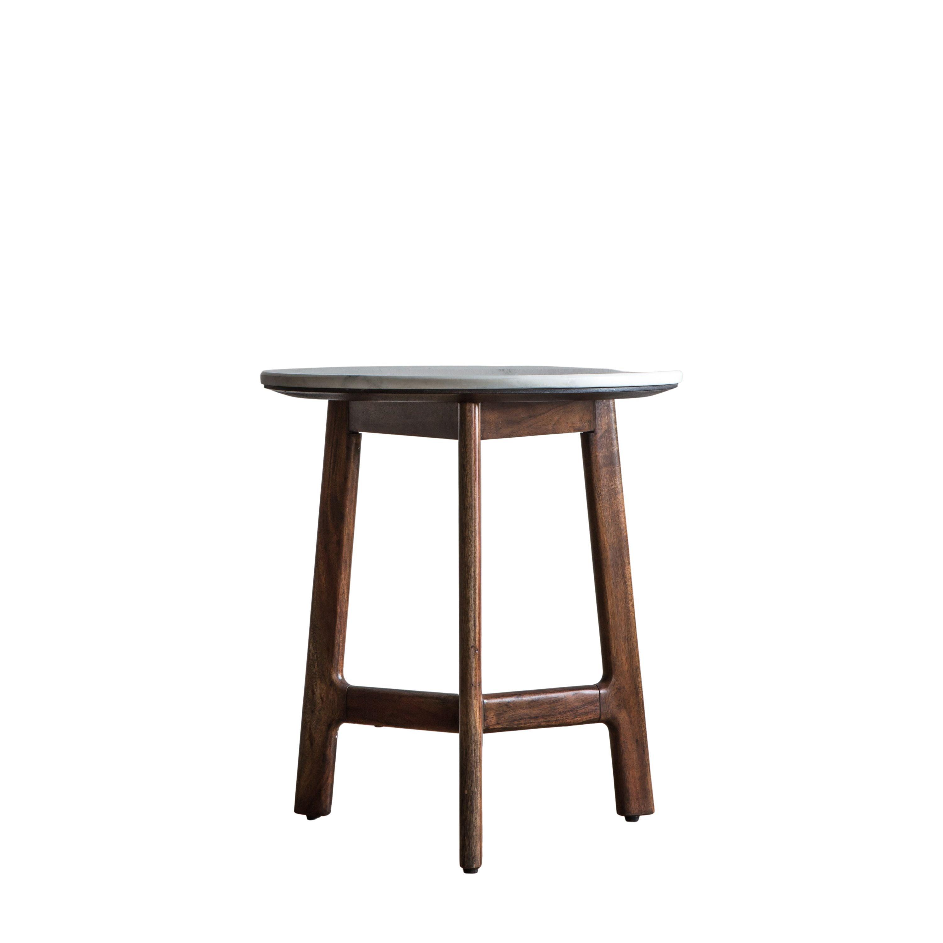 Bellavia Acacia Wood Side Table with Marble Top - Maison Rêves UK