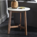 Bellavia Acacia Wood Side Table with Marble Top - Maison Rêves UK