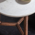 Bellavia Acacia Wood Side Table with Marble Top - Maison Rêves UK