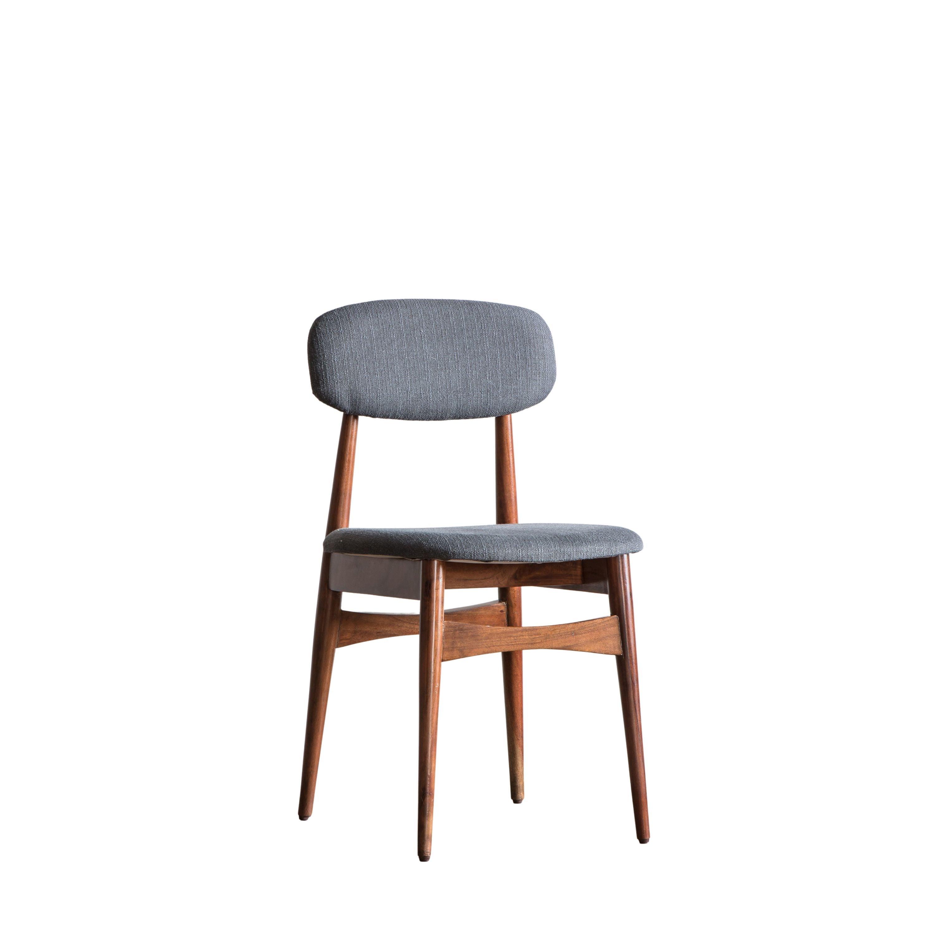 Bellavia Grey Fabric Dining Chair with Walnut Wood Frame (Pair) - Maison Rêves UK