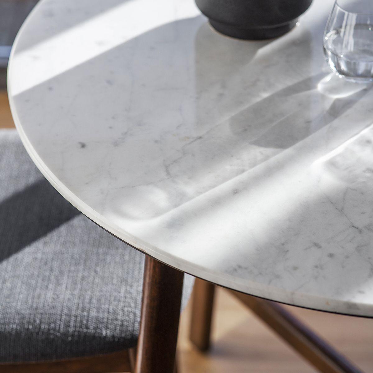 Bellavia Round Acacia Wood Dining Table with Marble Top - Maison Rêves UK
