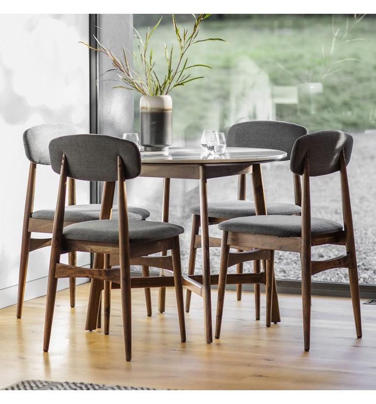 Bellavia Round Acacia Wood Dining Table with Marble Top - Maison Rêves UK