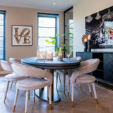 Blackbone Black Oak 4 Door Sideboard with Brass Base and Open Compartment by Richmond Interiors - Maison Rêves UK
