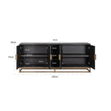 Blackbone Black Oak 4 Door Sideboard with Brass Base and Open Compartment by Richmond Interiors - Maison Rêves UK