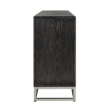 Blackbone Black Oak 4 Door Sideboard with Silver Base and Open Compartment by Richmond Interiors - Maison Rêves UK