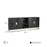 Blackbone Black Oak 4 Door Sideboard with Silver Base and Open Compartment by Richmond Interiors - Maison Rêves UK