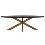 Blackbone Black Rustic Oak Oval Dining Table with Brass Base by Richmond Interiors - Maison Rêves UK