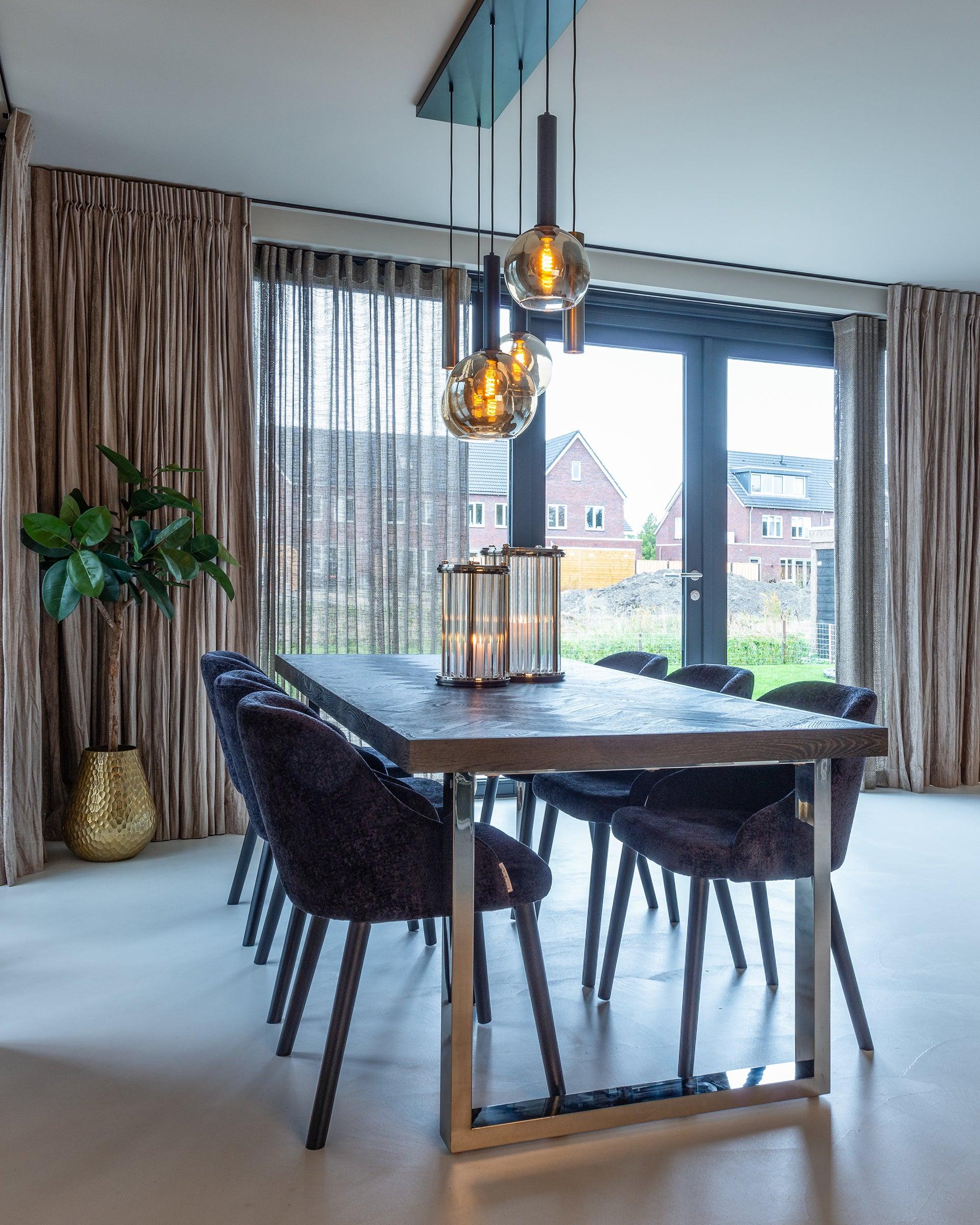 Blackbone Black Rustic Oak Rectangular Dining Table by Richmond Interiors - Maison Rêves UK