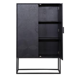 Blax 2 Door Black Wood Cabinet with Black Iron Base by Richmond Interiors - Maison Rêves UK
