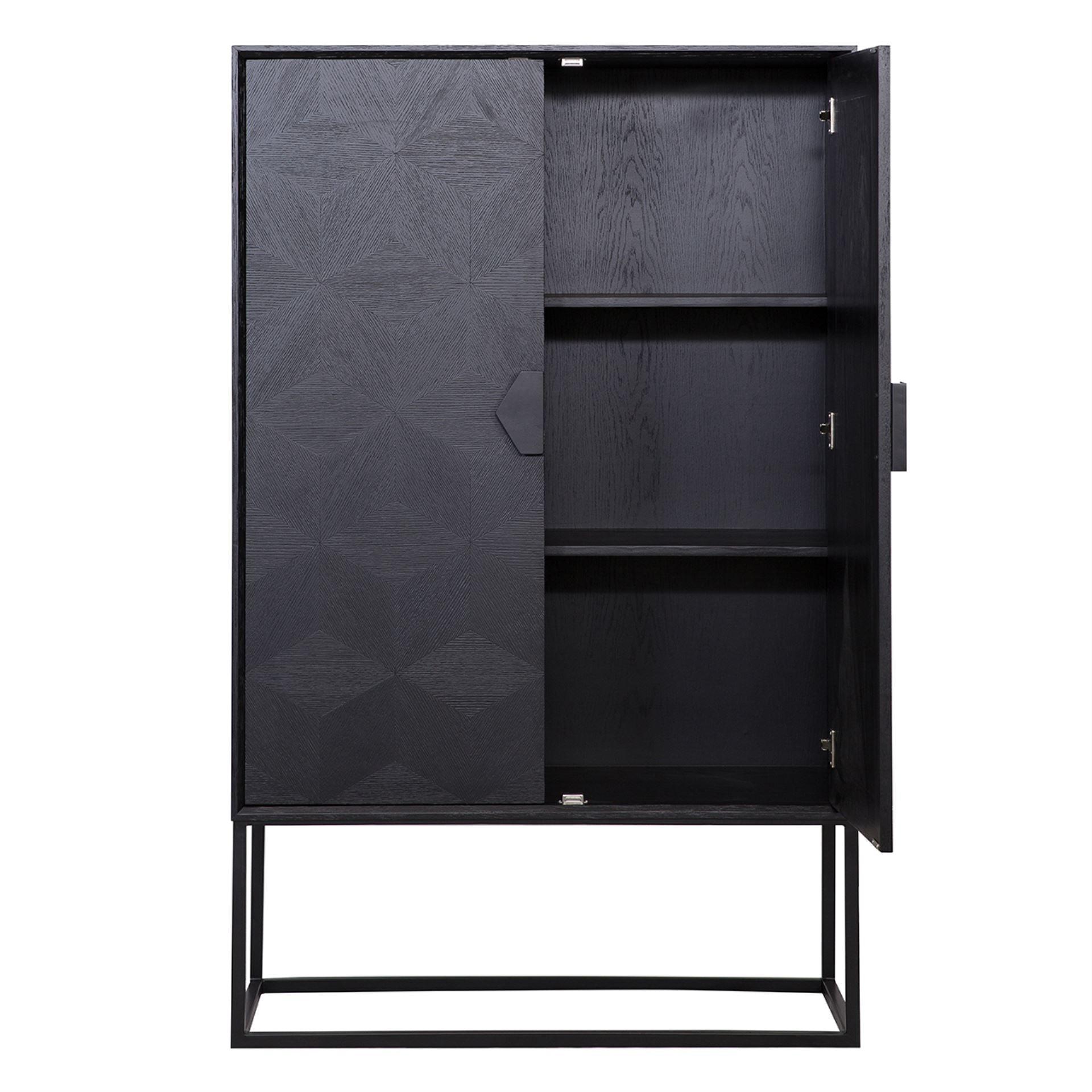 Blax 2 Door Black Wood Cabinet with Black Iron Base by Richmond Interiors - Maison Rêves UK