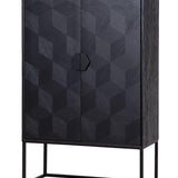 Blax 2 Door Black Wood Cabinet with Black Iron Base by Richmond Interiors - Maison Rêves UK