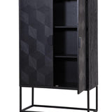 Blax 2 Door Black Wood Cabinet with Black Iron Base by Richmond Interiors - Maison Rêves UK