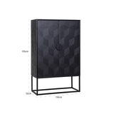 Blax 2 Door Black Wood Cabinet with Black Iron Base by Richmond Interiors - Maison Rêves UK