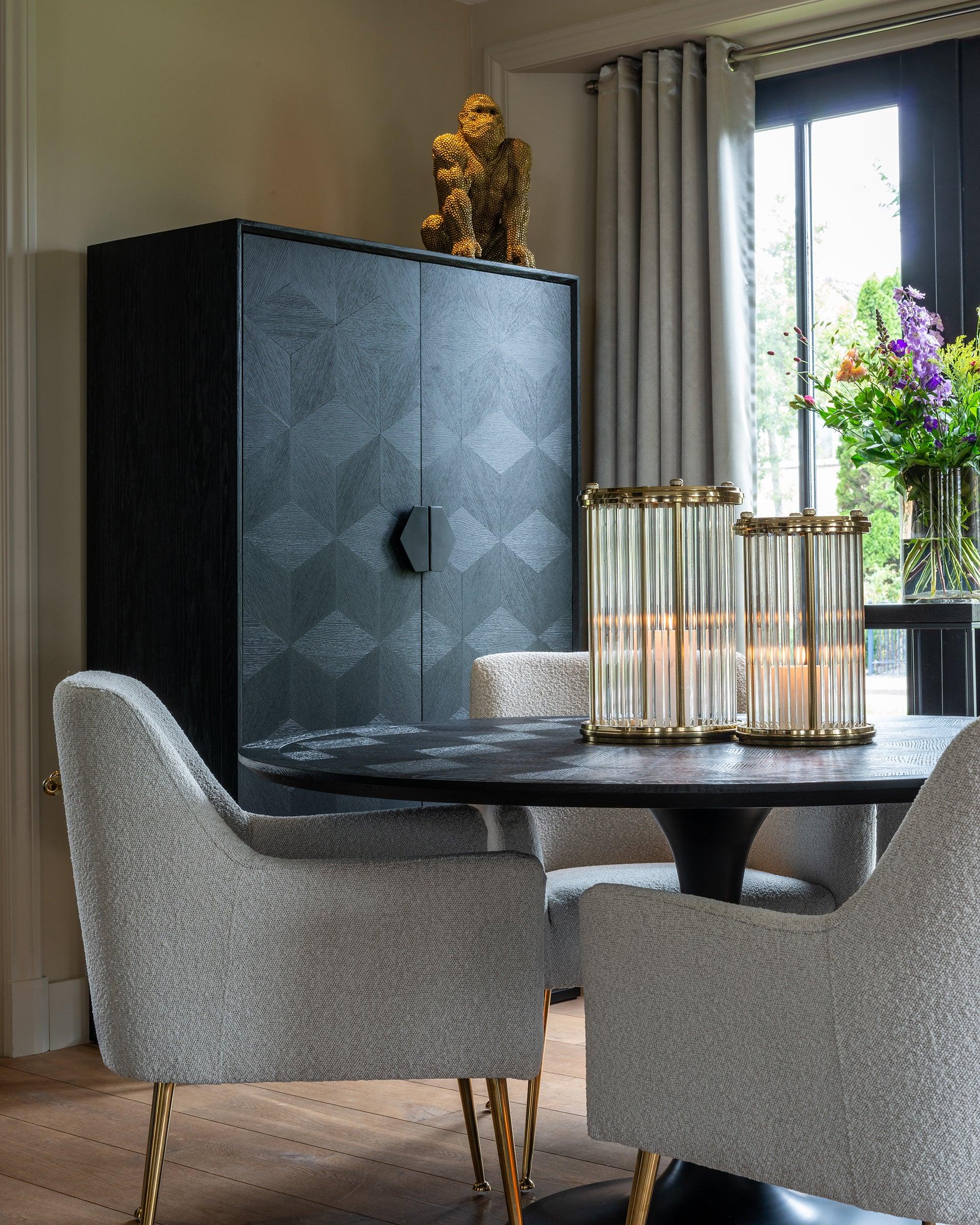 Blax 2 Door Black Wood Cabinet with Black Iron Base by Richmond Interiors - Maison Rêves UK