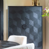 Blax 2 Door Black Wood Cabinet with Black Iron Base by Richmond Interiors - Maison Rêves UK