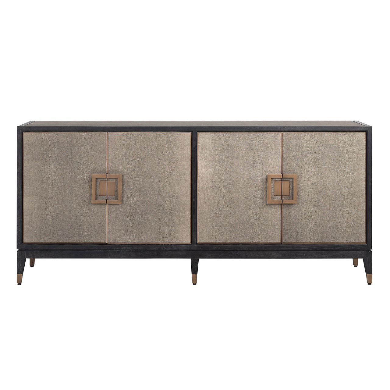 Bloomingville 4 Door Shagreen Sideboard with Black Oak Wood Frame by Richmond Interiors - Maison Rêves UK