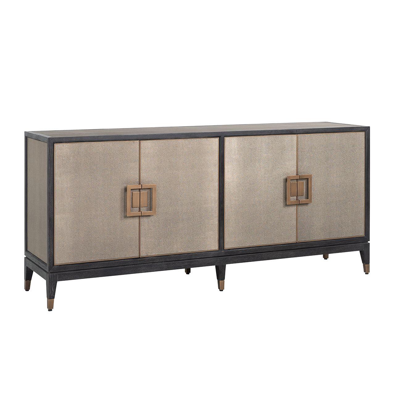 Bloomingville 4 Door Shagreen Sideboard with Black Oak Wood Frame by Richmond Interiors - Maison Rêves UK