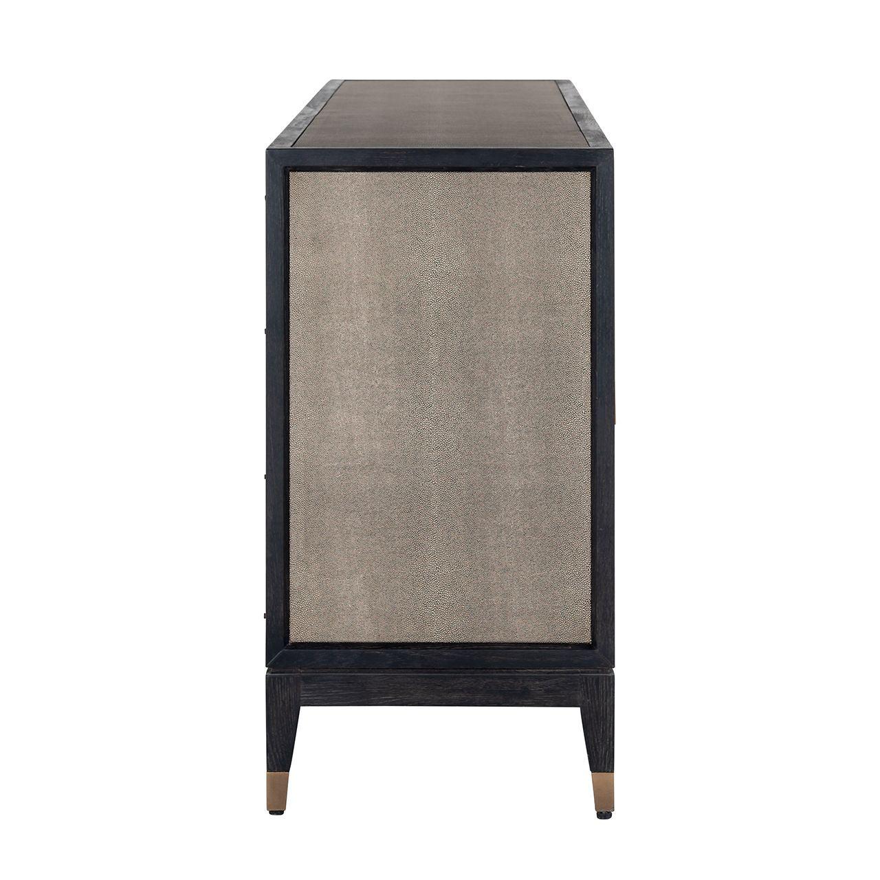 Bloomingville 4 Door Shagreen Sideboard with Black Oak Wood Frame by Richmond Interiors - Maison Rêves UK