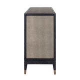 Bloomingville 4 Door Shagreen Sideboard with Black Oak Wood Frame by Richmond Interiors - Maison Rêves UK