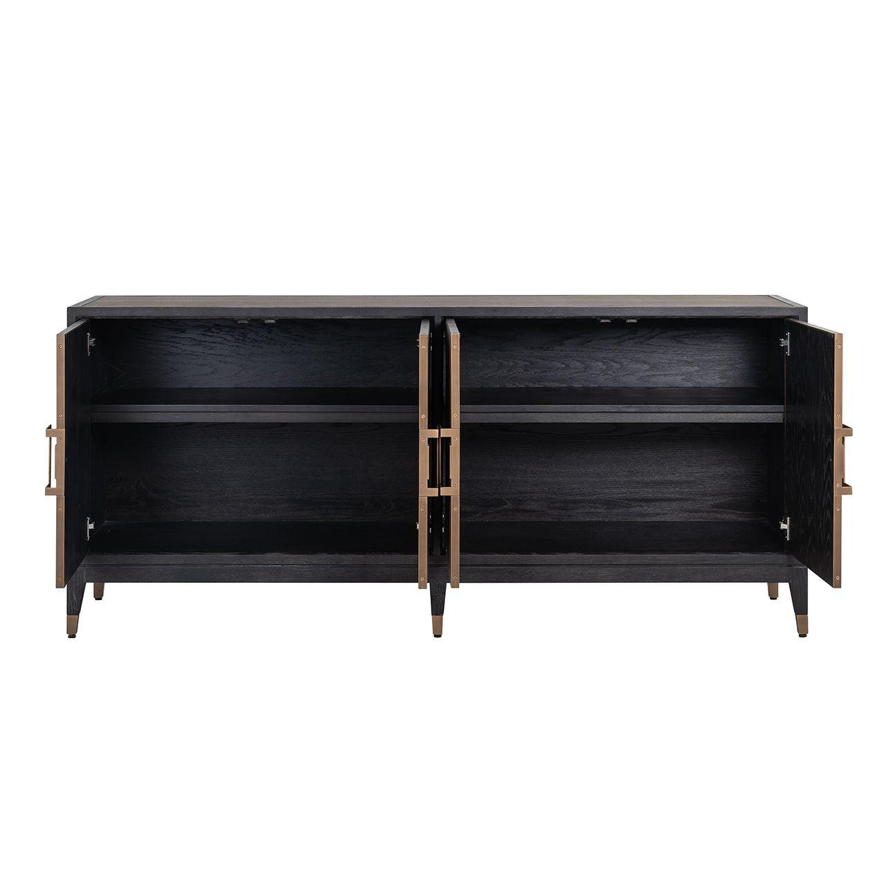 Bloomingville 4 Door Shagreen Sideboard with Black Oak Wood Frame by Richmond Interiors - Maison Rêves UK