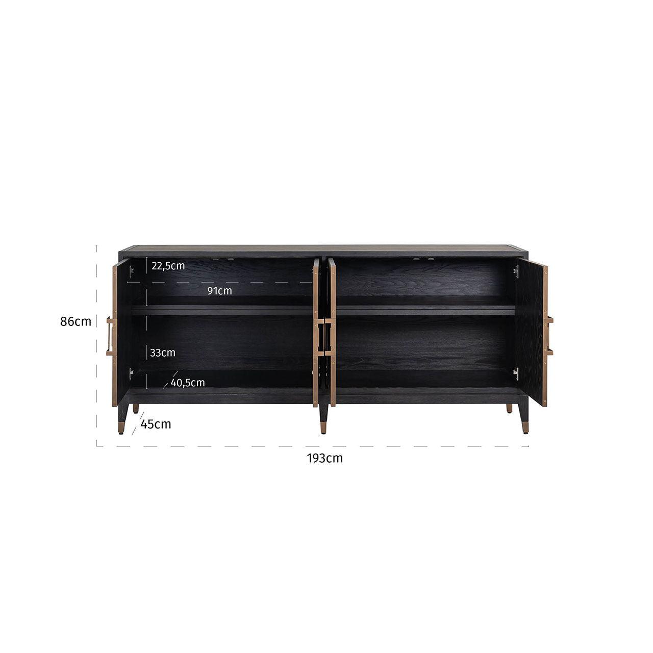 Bloomingville 4 Door Shagreen Sideboard with Black Oak Wood Frame by Richmond Interiors - Maison Rêves UK